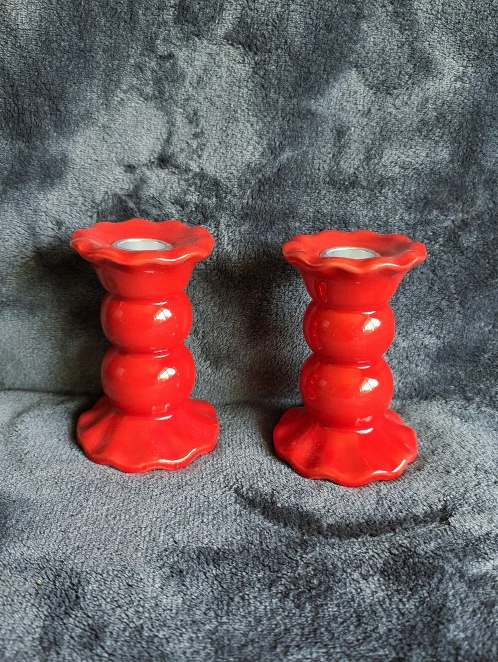 Bundle of 2 new Taper Candle Holder, Red 4.5